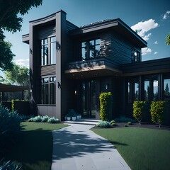 Beautiful modern house with garden