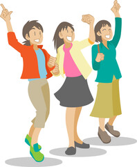 スポーツ観戦で盛り上がる女性たち