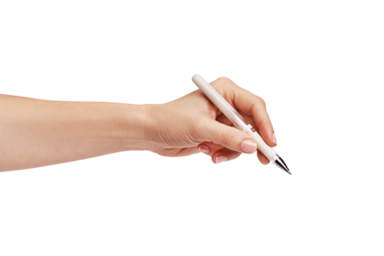 a woman's hand holding a pen