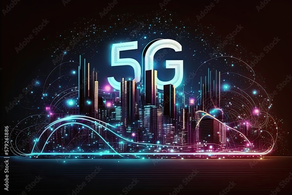 Poster 5g high speed internet technology, digital data transfer. generative ai
