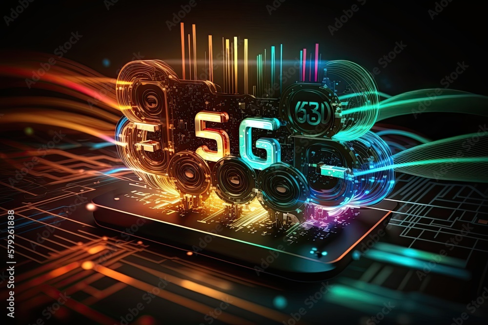 Poster 5g high speed internet technology, digital data transfer. generative ai