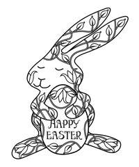 Vector illustration of Easter Bunny holding an Easter egg