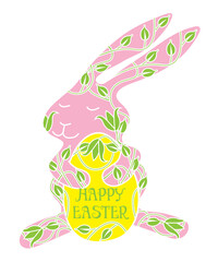 Naklejka premium Vector illustration of Easter Bunny holding an Easter egg