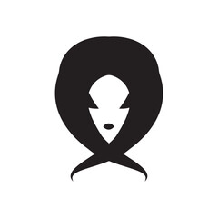 person with bubble or alien or women logo.