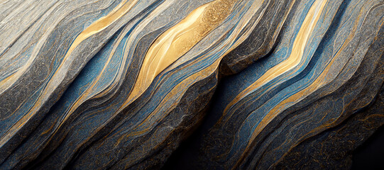Sandstone Vibrant silver gold and blue colors abstract wallpaper design	