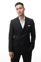 Business Concept - Portrait Handsome Business man with confident face. White Background.