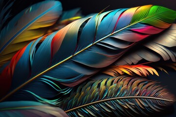 Fototapeta premium Feathers Colorful Background Generative AI