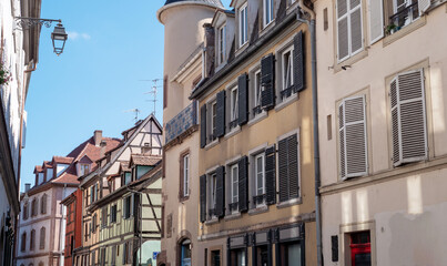 Fototapeta na wymiar France, Alsace, Strasbourg, Petite France, half-timbered houses