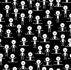Cheerful people pattern seamless. happy man background. Ornament of kids fabric