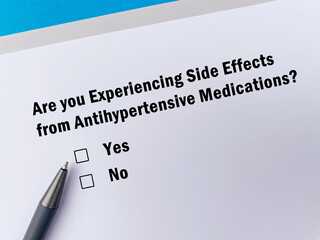 Questionnaire about side effects