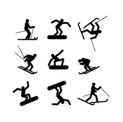 Snowboarder and Skier sign symbol set. snowboarding and Skiing icon. Vector illustration