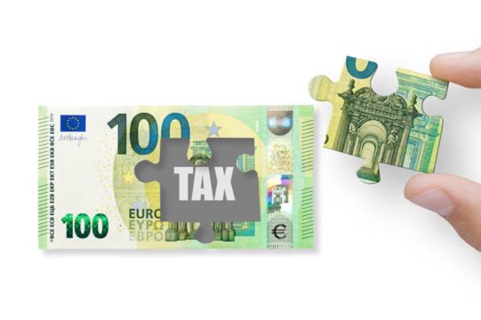 100 euros note isolated on a transparent background with word TAX