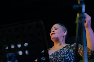 Low angle view of performer seen on stage