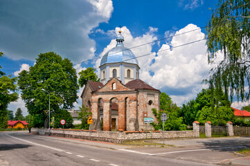 Fototapeta na wymiar Greek Catholic Orthodox Church of Saint George in Cieszanow, town in Subcarpathian voivodeship, Poland
