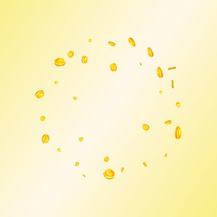 European Union Euro coins falling. Scattered gold