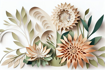 flowers in Paper art. Generative ai