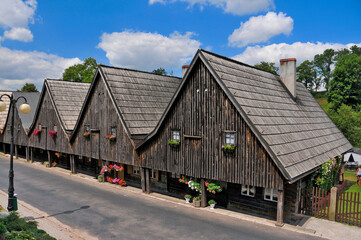 Fototapeta na wymiar Twelve Apostles - houses weavers in village Chelmno Slaskie, Lower Silesian voivodeship, Poland