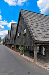 Obraz premium Twelve Apostles - houses weavers in village Chelmno Slaskie, Lower Silesian voivodeship, Poland. 
