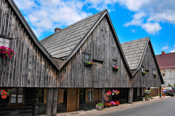 Fototapeta na wymiar Twelve Apostles - houses weavers in village Chelmno Slaskie, Lower Silesian voivodeship, Poland.