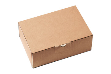 Rectangular Kraft box mailing packaging mock up template isolated on a white background. 3d rendering.	