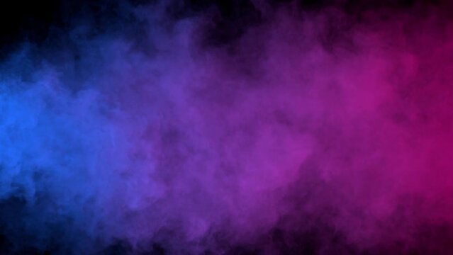 Streaming smoke in a gradient colors of blue and pink on a black background.