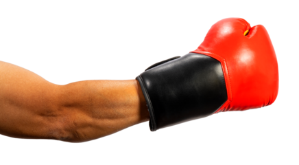 Boxer wearing gloves is punching fight on white background,Boxer wearing boxing gloves on white PNG file.