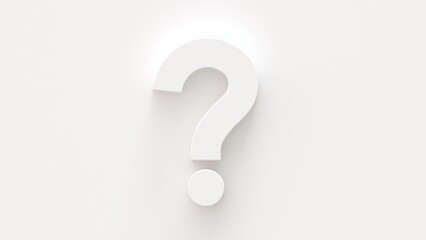 はてなマークのある白色の3D背景イラスト
