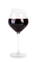 Red wine in a glass isolated on white background with cliping path