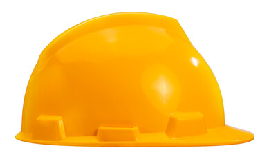 Fototapeta premium Yellow safety helmet or hard cap isolated white background Png File.