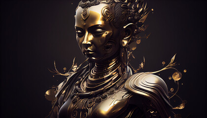 golden buddha illustration created with AI - 579268448