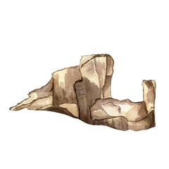 Rocks stone vintage style watercolor illustration isolated on white background. Geological rocks, mountain hand drawn. Design element for sea adventure collection.