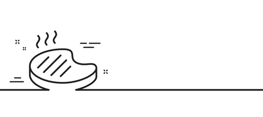 Grilled steak line icon. Barbecue meat food sign. Hot grill salmon symbol. Minimal line illustration background. Grilled steak line icon pattern banner. White web template concept. Vector