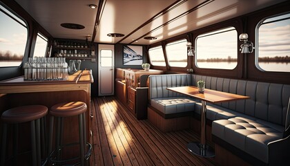 Fototapeta premium Modern Interior Bar Design for Ferry Boats
