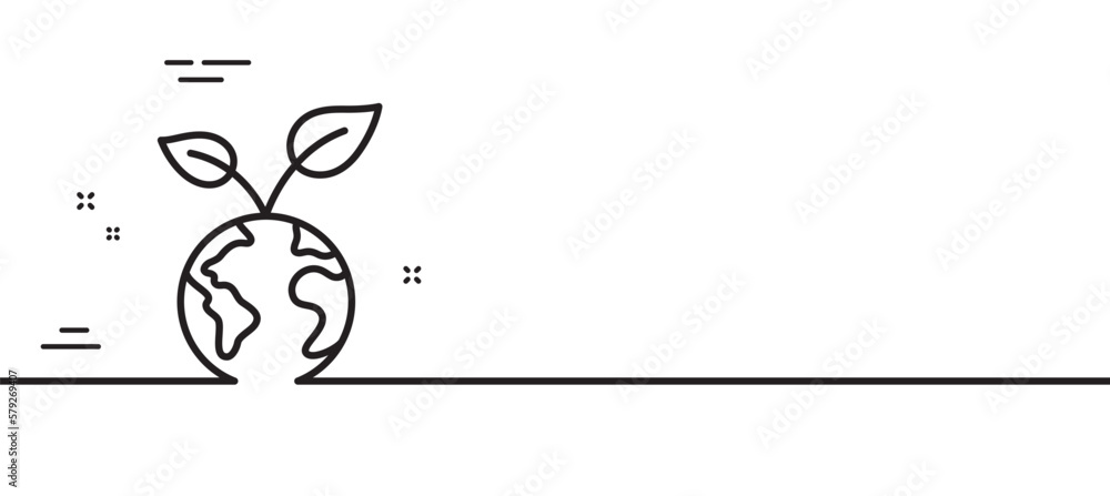 Poster save planet line icon. green earth sign. eco environment symbol. minimal line illustration backgroun