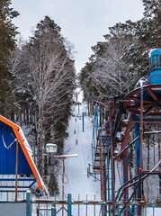 Fototapeta na wymiar ski lift in winter