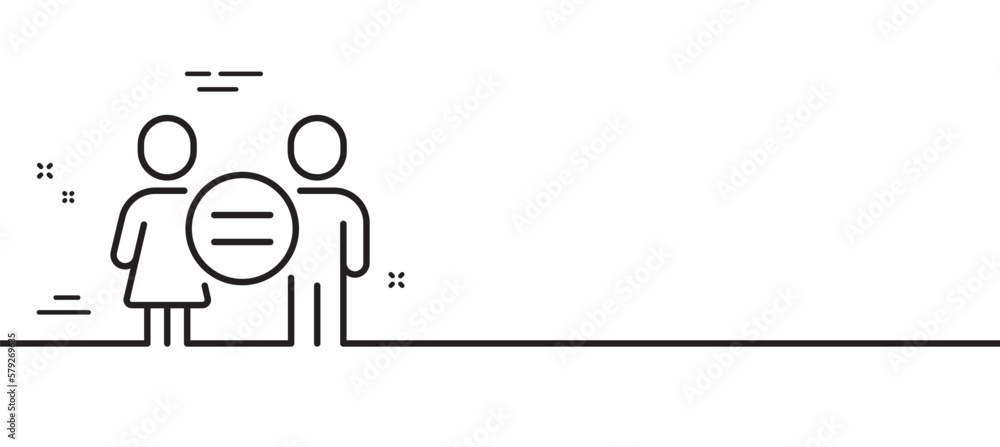 Poster equality line icon. ethics balance sign. equal gender symbol. minimal line illustration background. 