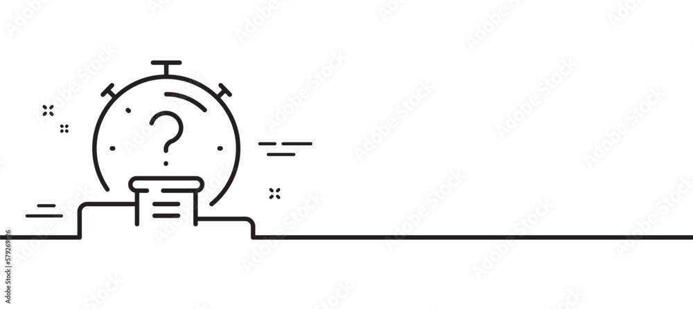 Aufkleber quiz line icon. timer with question mark. faq time symbol. minimal line illustration background. qui