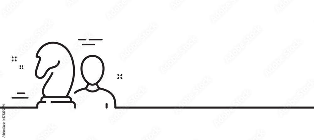 Poster chess line icon. business strategy sign. tactic board game symbol. minimal line illustration backgro
