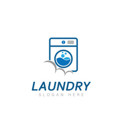 logo design laundry icon washing machine with bubbles for business clothes wash cleans modern template