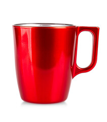 New red ceramic cup isolated on white backgaund with clipping path