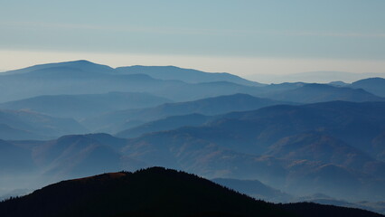 Mountain horizons before sunrise