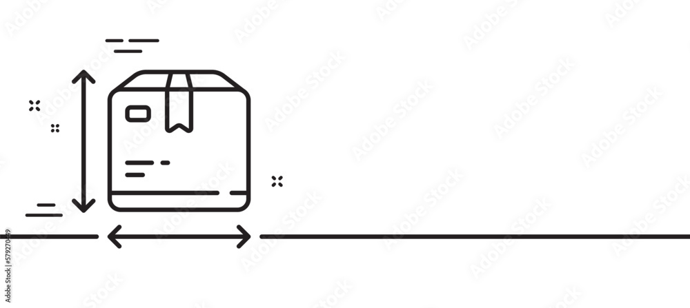 Poster box size line icon. package dimension sign. parcel measurement symbol. minimal line illustration bac