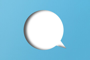 light blue paper cut out shape speech bubble transparent background