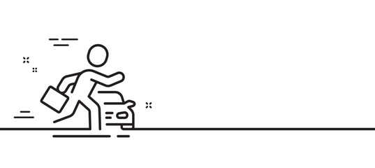 Car rental line icon. Taxi service sign. Business transport symbol. Minimal line illustration background. Car rental line icon pattern banner. White web template concept. Vector