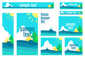 Naklejka premium バナーセット_海とくじら