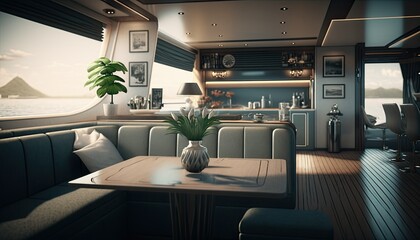Yacht with Modern Interior Design featuring Bar and Cafe