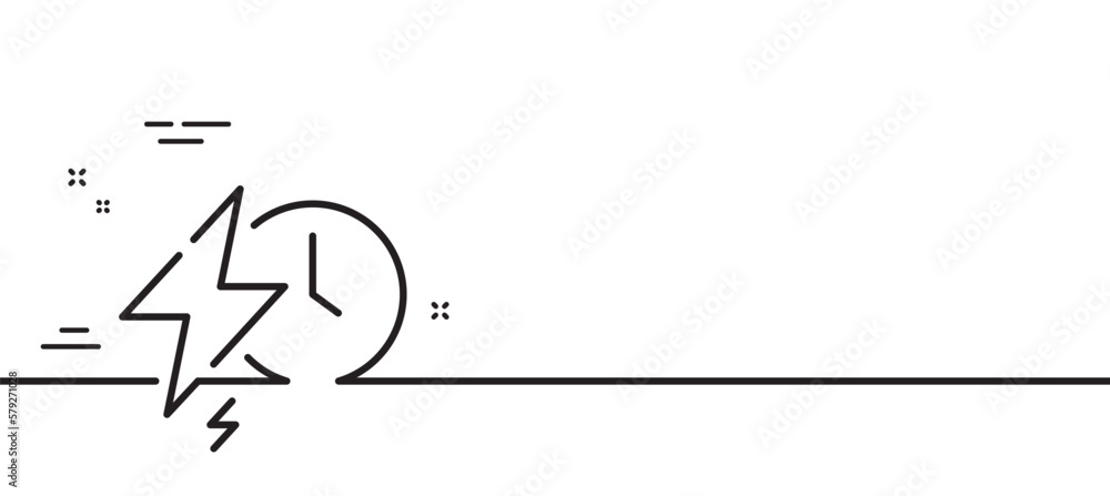 Poster charging time line icon. charge accumulator sign. electric power symbol. minimal line illustration b