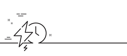 Charging time line icon. Charge accumulator sign. Electric power symbol. Minimal line illustration background. Charging time line icon pattern banner. White web template concept. Vector