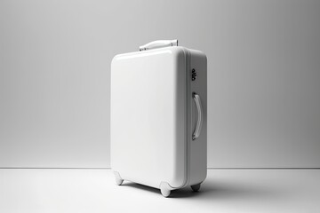 Blank white background with an isolated suitcase,. Generative AI