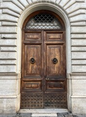 old wooden door of a building in town